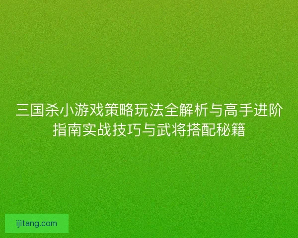 三国杀小游戏策略玩法全解析与高手进阶指南实战技巧与武将搭配秘籍