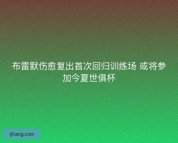 布雷默伤愈复出首次回归训练场 或将参加今夏世俱杯